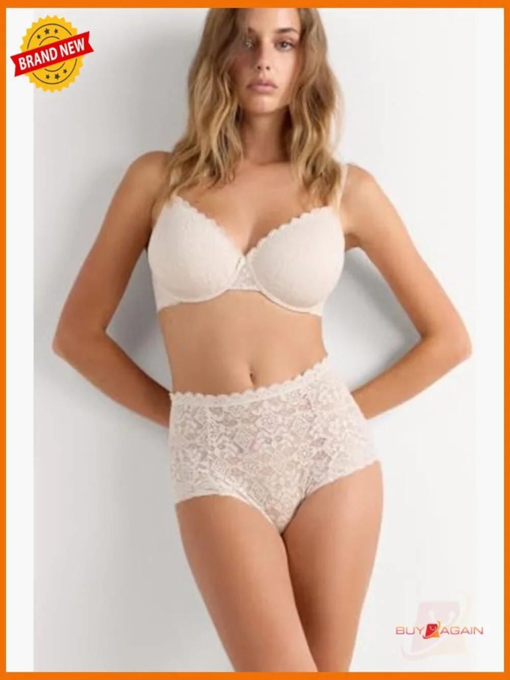 Lace Balconette Bra, Lightly Padded, Adjustable Straps, Wired, U-Back, Medium